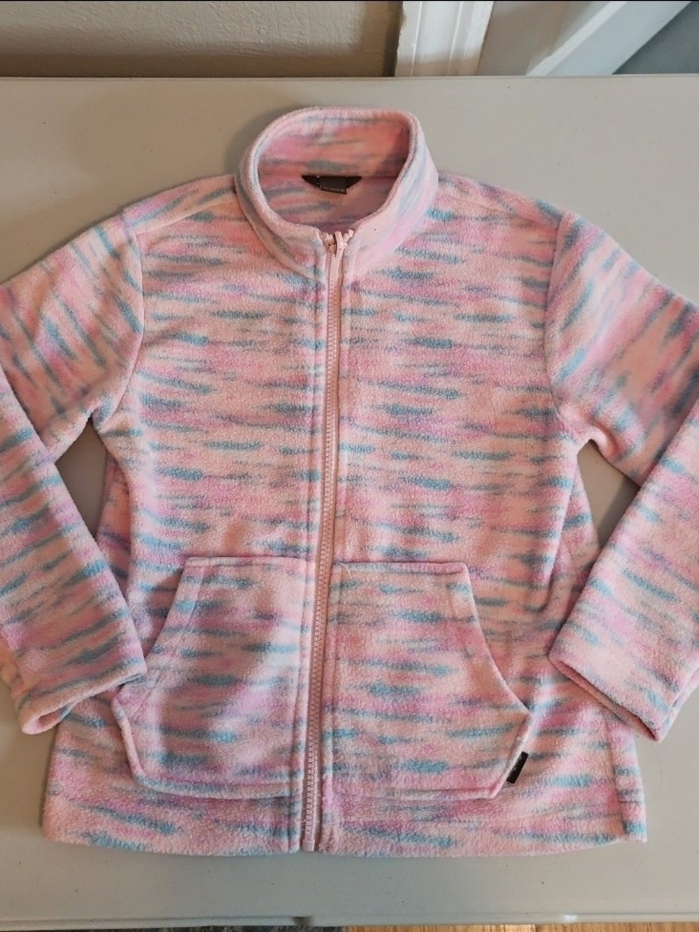 Eddie Bauer Girls Full Zip Pink Fuzzy Jacket Girls Size XS